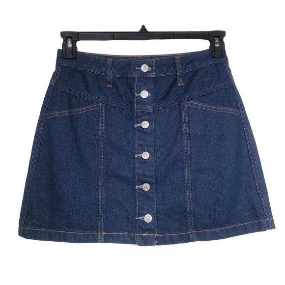 ❤️❤️❤️Abercrombie & Fitch Sz 27/4 Women  Button-Front Denim Mini Skirt Dark Blue - Picture 1 of 6